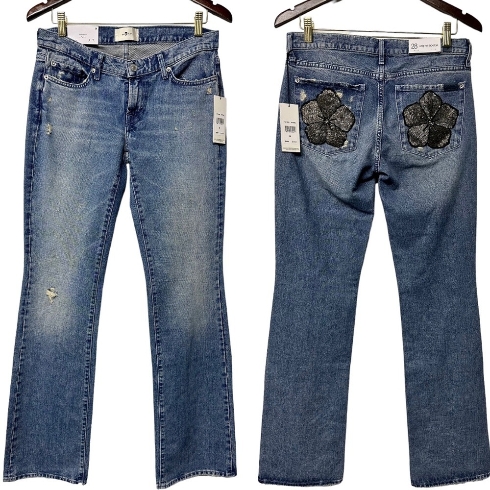 7 for All Mankind Low Rise Bootcut Embellished Beaded Jeans
